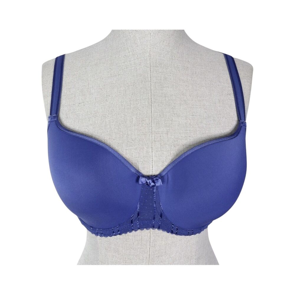 Chantelle Mutine T-Shirt Bra sz 34D * Underwire Lace Band Purple Blue Sample